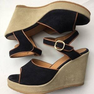 A.P.C. Gently Used Platform Wedge Suede Sandals